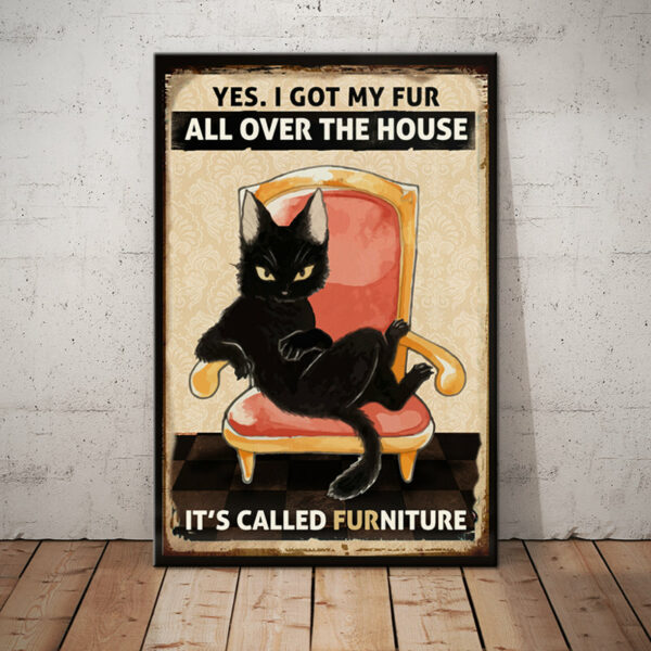 Black Cat Funny Furniture Canvas