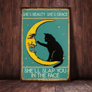 Black Cat Funny Moon Canvas