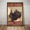 Black Cat Less Kisses More Fishes Canvas