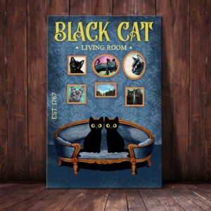 Black Cat Living Room Canvas