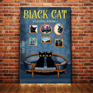 Black Cat Living Room Canvas