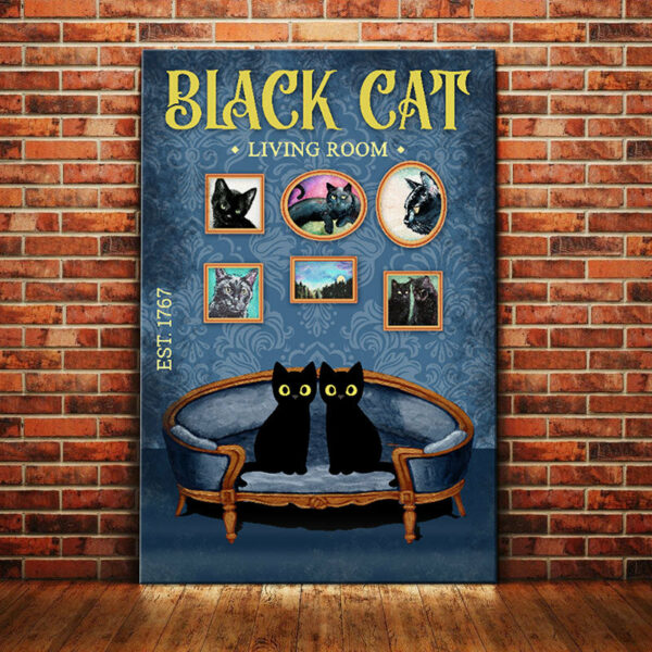 Black Cat Living Room Canvas