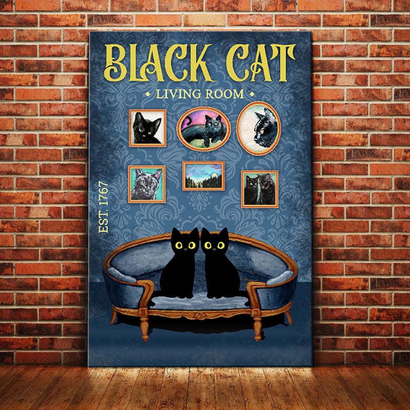 Black Cat Living Room Canvas Black Cat Living Room Canvas