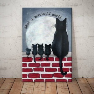 Black Cat Moon What A Wonderful World Canvas