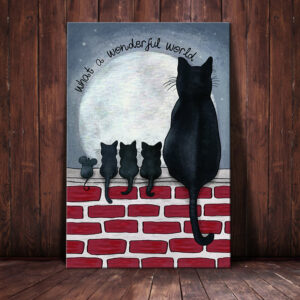 Black Cat Moon What A Wonderful World Canvas