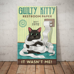 Black Cat Restroom Paper Canvas