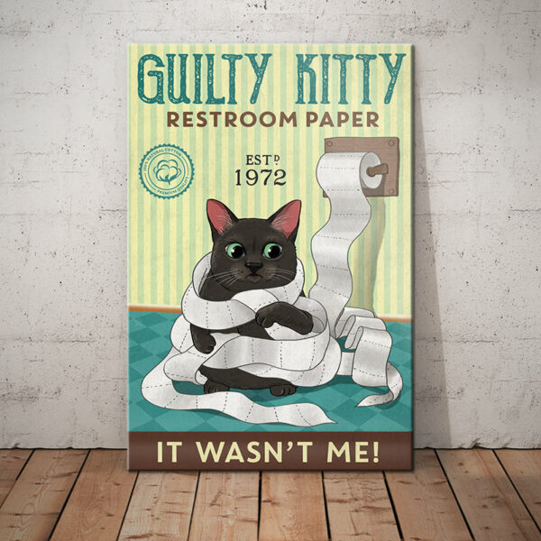 Black Cat Restroom Paper Canvas