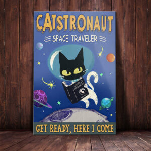 Black Cat Space Traveler Canvas