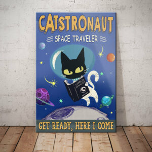 Black Cat Space Traveler Canvas