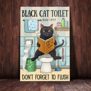 Black Cat Toilet Canvas