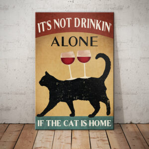 Black Cat and Wine Canvas