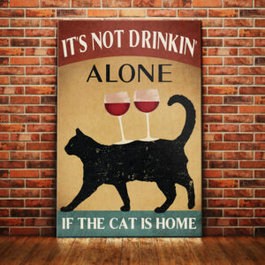 Black Cat and Wine Canvas