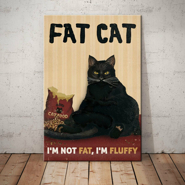Black Fluffy Cat Canvas