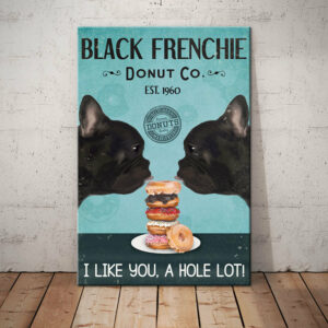 Black French Bulldog Donut Company Canvas