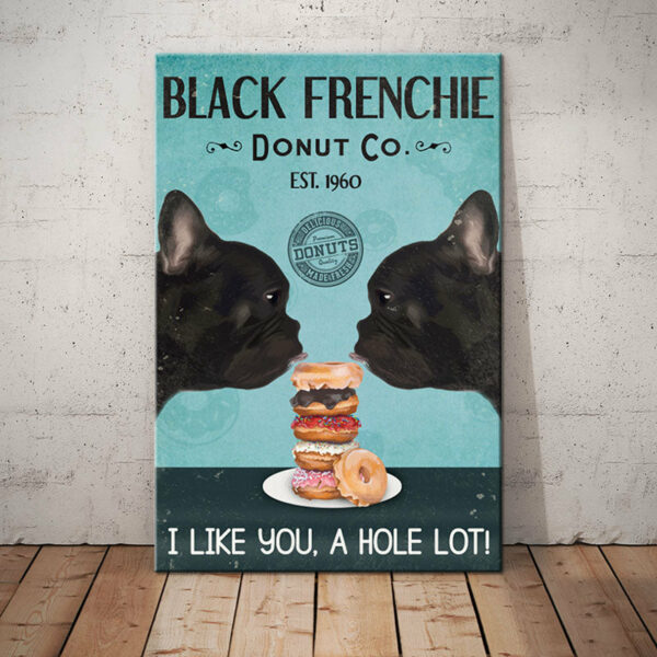 Black French Bulldog Donut Company Canvas
