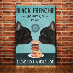 Black French Bulldog Donut Company Canvas