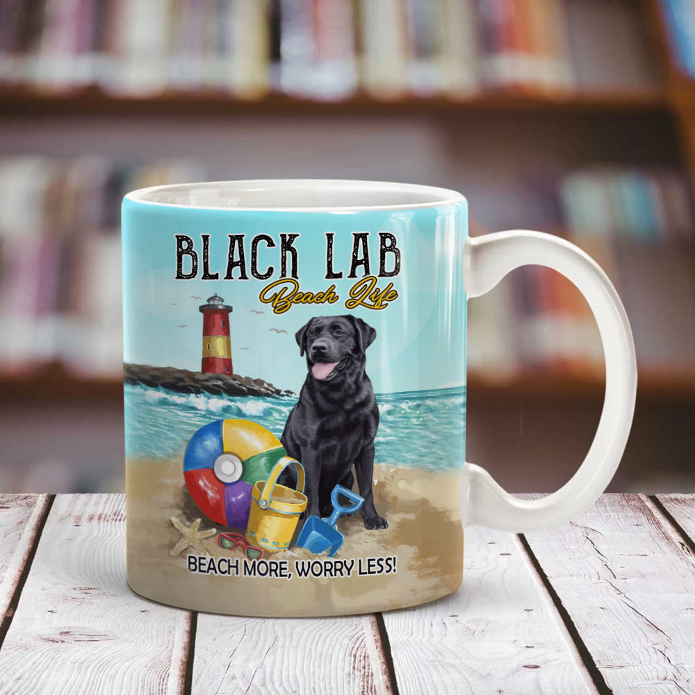 Black Labrador Retriever Dog Beach Life Mug Black Labrador Retriever Dog Beach Life Mug