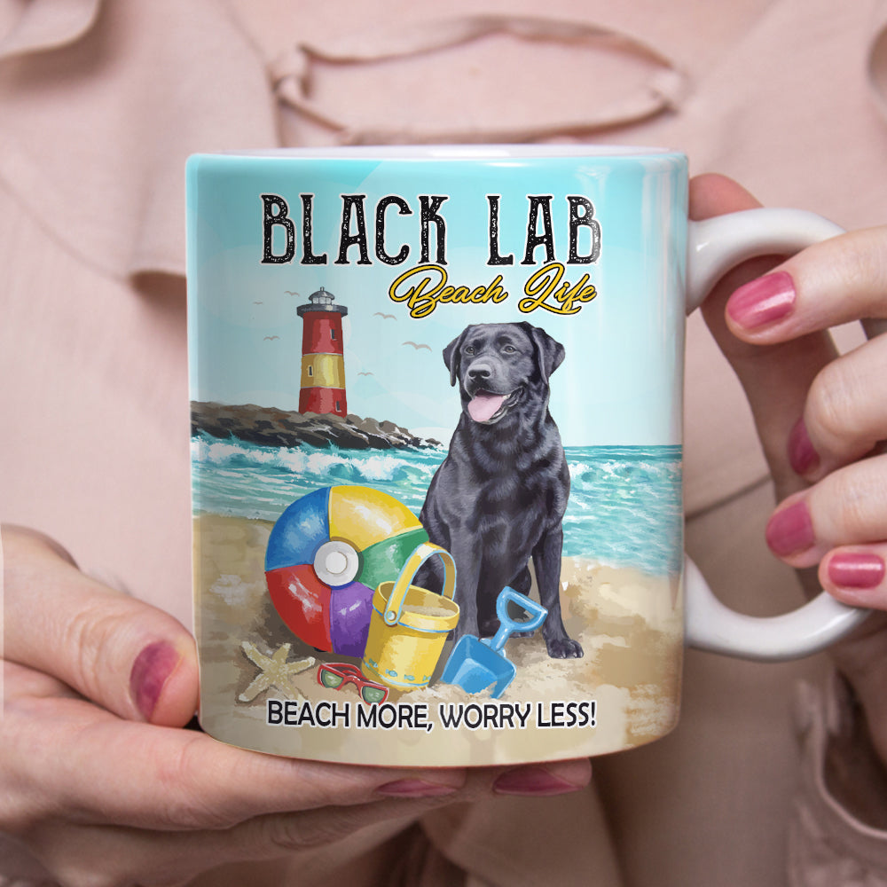 Black Labrador Retriever Dog Beach Life Mug Black Labrador Retriever Dog Beach Life Mug