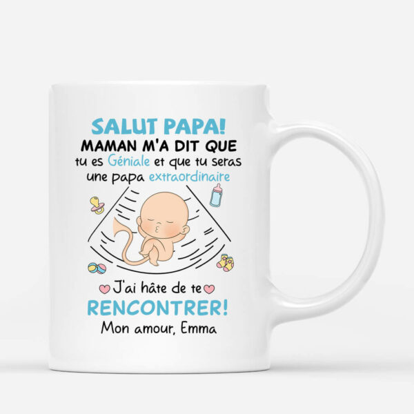Bonjour Papa – Cadeau Personnalise  Mug pour Homme