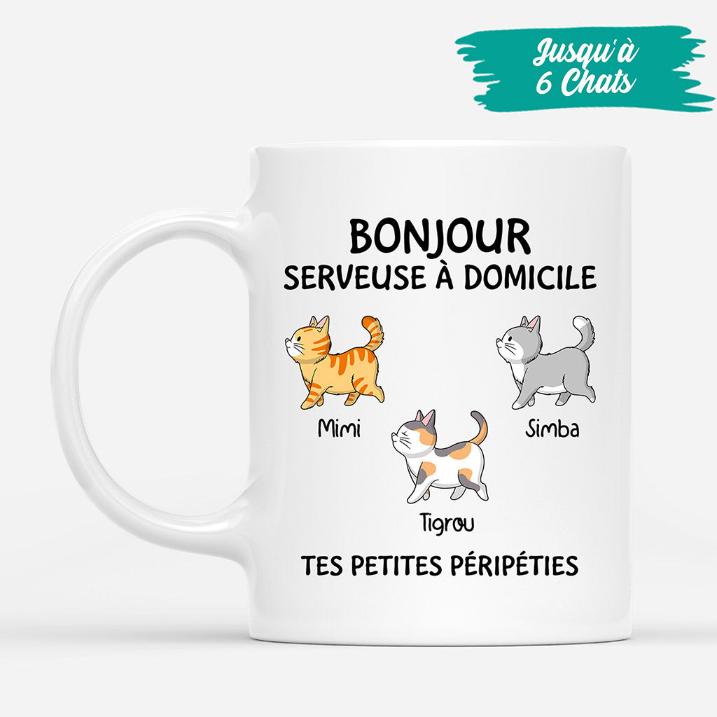Bonjour Serveur Serveuse A Domicile - Cadeau Personnalise Mug pour Amoureux des chats Bonjour Serveur Serveuse A Domicile - Cadeau Personnalise Mug pour Amoureux des chats