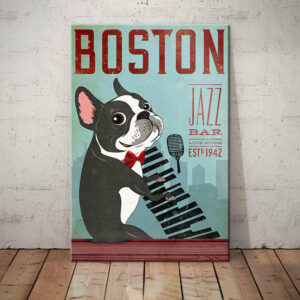 Boston Terrier Jazz Bar Canvas