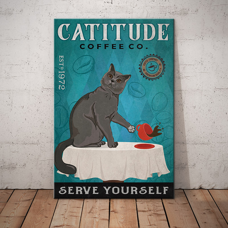 British Shorthair Cat Coffee Company Canvas British Shorthair Cat Coffee Company Canvas