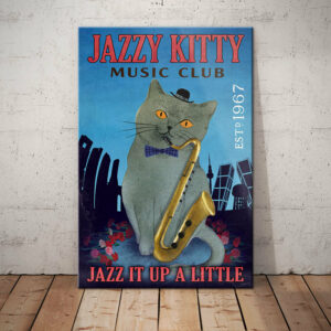 British Shorthair Cat Jazz Club Canvas