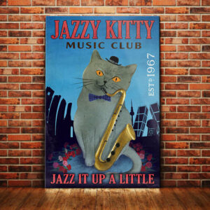 British Shorthair Cat Jazz Club Canvas