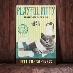 British Shorthair Cat Restroom Paper Company Canvas
