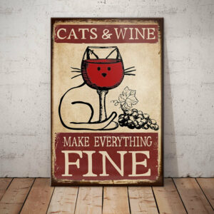 Cat and Wine Canvas