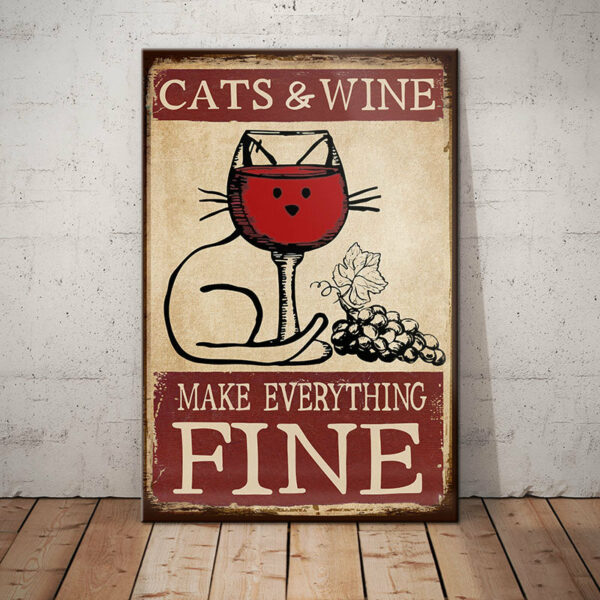 Cat and Wine Canvas