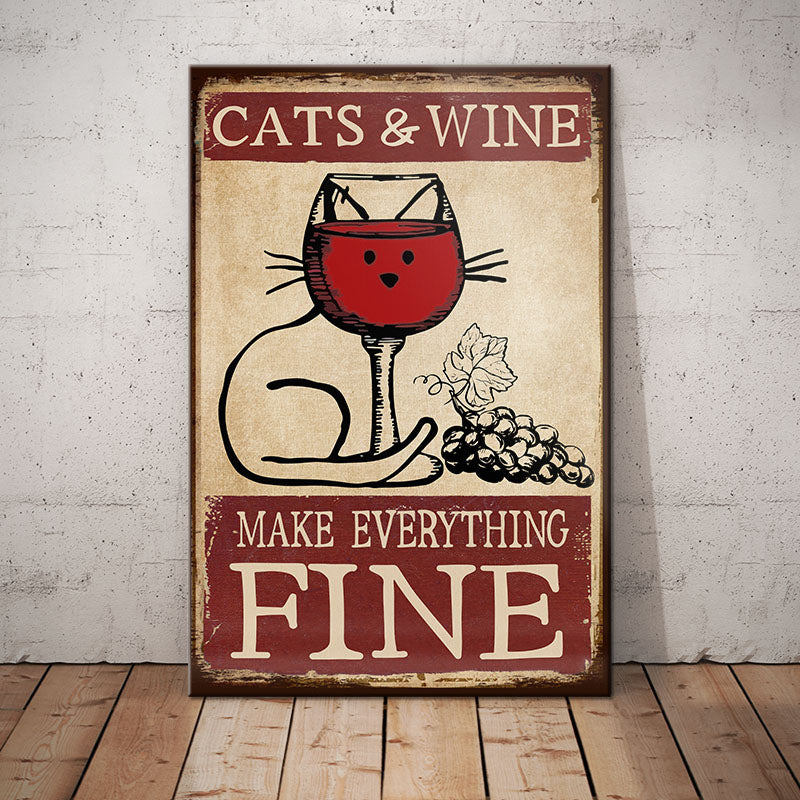 Cat and Wine Canvas Cat and Wine Canvas