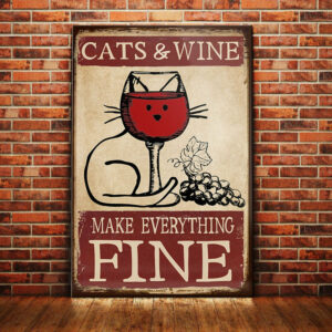 Cat and Wine Canvas