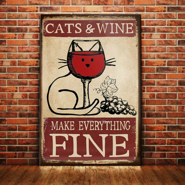 Cat and Wine Canvas