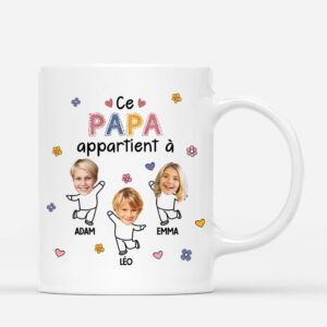 Ce Papa Appartient A Version Petite Fleur – Cadeau Personnalise  Mug pour Homme