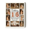Celebrating 16 Wonderful Years Together Photo Collage Canvas, Personalized 16 Year Wedding Anniversary Gift, 16 Years Married Anniversary Gift – Best Personalized Gifts For Everyone