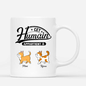 Cet Humain Appartient A – Cadeau Personnalise  Mug pour Amoureux des chats