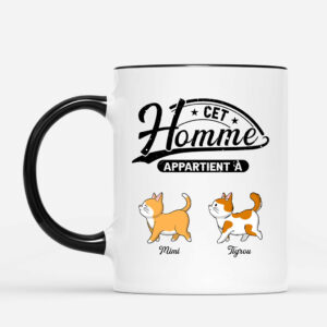 Cet Humain Appartient A – Cadeau Personnalise  Mug pour Amoureux des chats