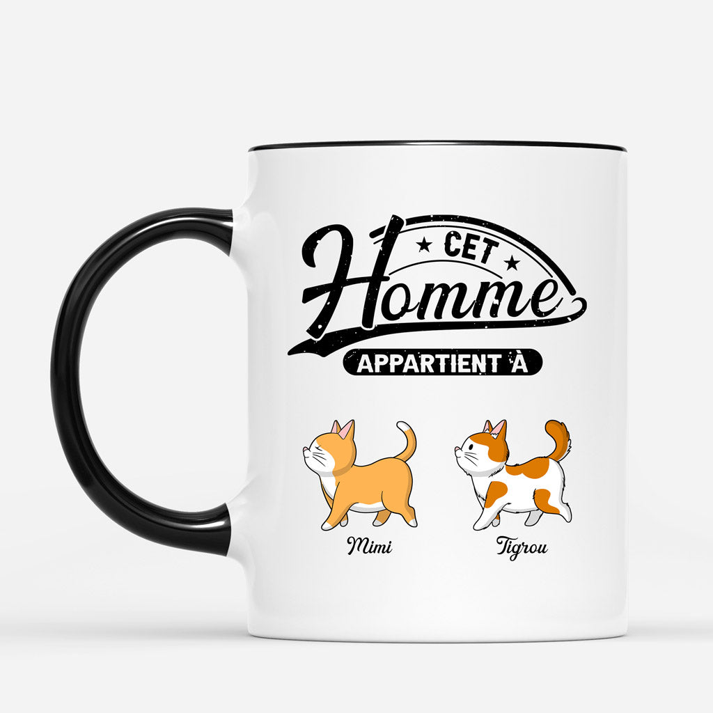 Cet Humain Appartient A - Cadeau Personnalise Mug pour Amoureux des chats Cet Humain Appartient A - Cadeau Personnalise Mug pour Amoureux des chats
