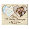 Custom 17th Anniversary Gift Map Print, 17 Year Anniversary Photo Gifts Frame, Custom Map Print