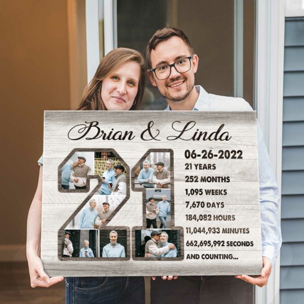 Custom 21-Year Anniversary Photo Collage Canvas, Anniversary Gift For 21 Years, 21st Anniversary Gift – Best Personalized Gifts For Everyone