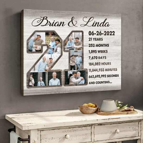 Custom 21-Year Anniversary Photo Collage Canvas, Anniversary Gift For 21 Years, 21st Anniversary Gift – Best Personalized Gifts For Everyone