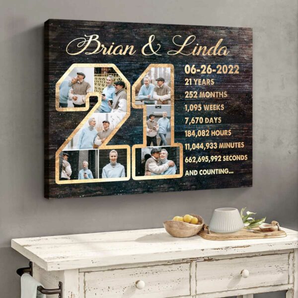 Custom 21-Year Anniversary Photo Collage Canvas, Anniversary Gift For 21 Years, 21st Anniversary Gift – Best Personalized Gifts For Everyone