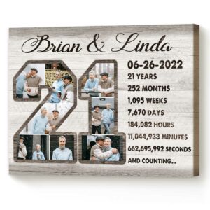 Custom 21 Year Anniversary Photo Collage Canvas Anniversary Gift For 21 Years 21st Anniversary Gift Best Personalized Gifts For Everyone 5