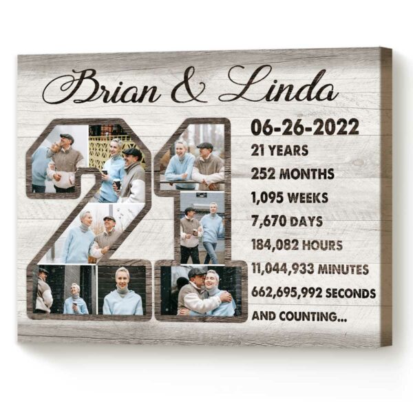 Custom 21-Year Anniversary Photo Collage Canvas, Anniversary Gift For 21 Years, 21st Anniversary Gift – Best Personalized Gifts For Everyone