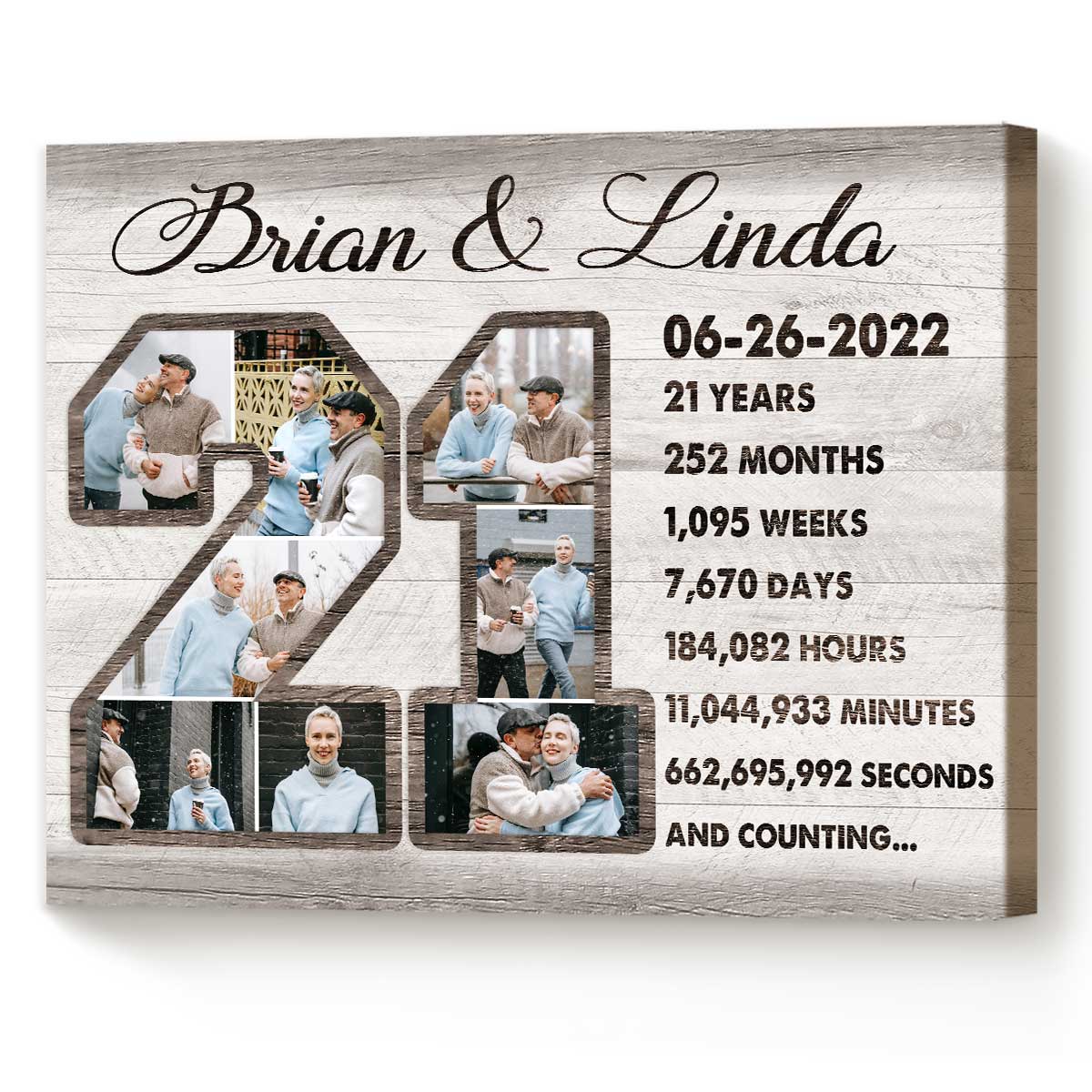 Custom 21-Year Anniversary Photo Collage Canvas, Anniversary Gift For 21 Years, 21st Anniversary Gift - Best Personalized Gifts For Everyone Custom 21-Year Anniversary Photo Collage Canvas, Anniversary Gift For 21 Years, 21st Anniversary Gift - Best Personalized Gifts For Everyone