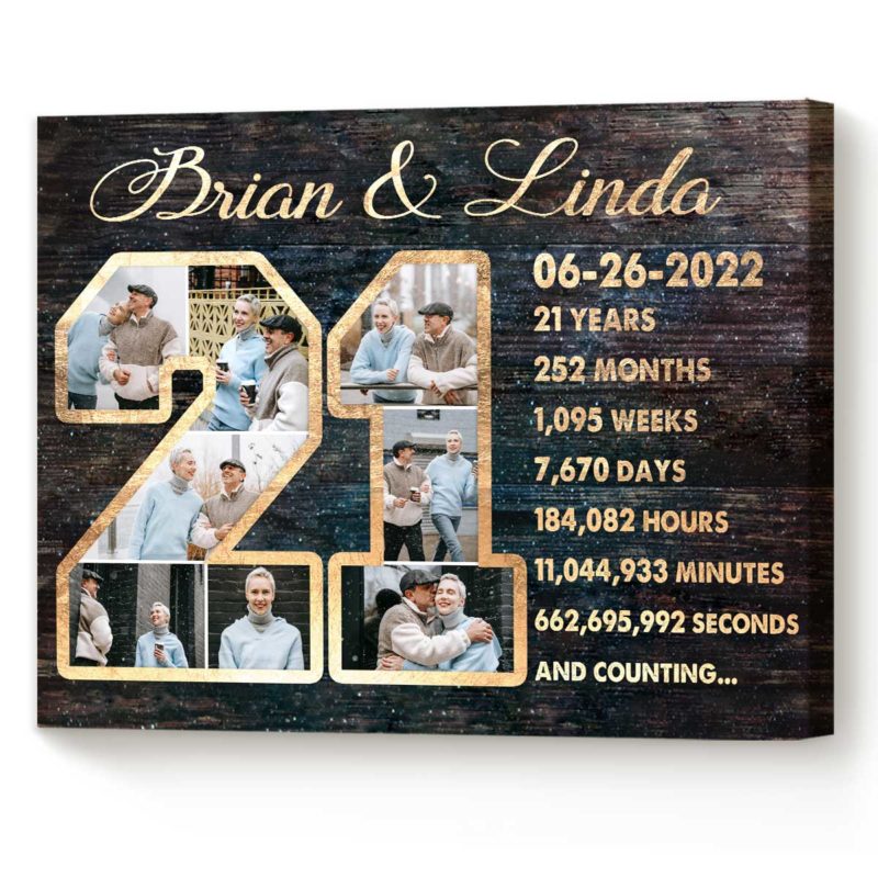Custom 21-Year Anniversary Photo Collage Canvas, Anniversary Gift For 21 Years, 21st Anniversary Gift - Best Personalized Gifts For Everyone Custom 21-Year Anniversary Photo Collage Canvas, Anniversary Gift For 21 Years, 21st Anniversary Gift - Best Personalized Gifts For Everyone