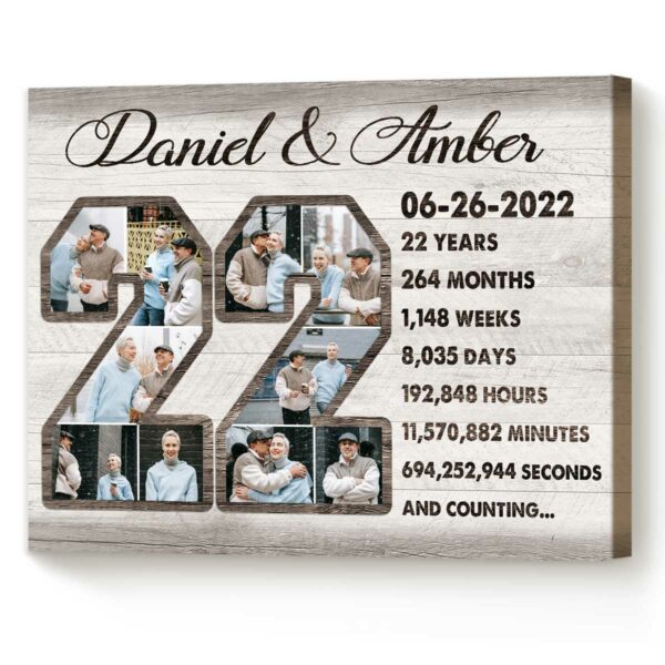 Custom 22-Year Anniversary Photo Collage Canvas, 22nd Anniversary Gift, 22 Year Anniversary Gift – Best Personalized Gifts For Everyone