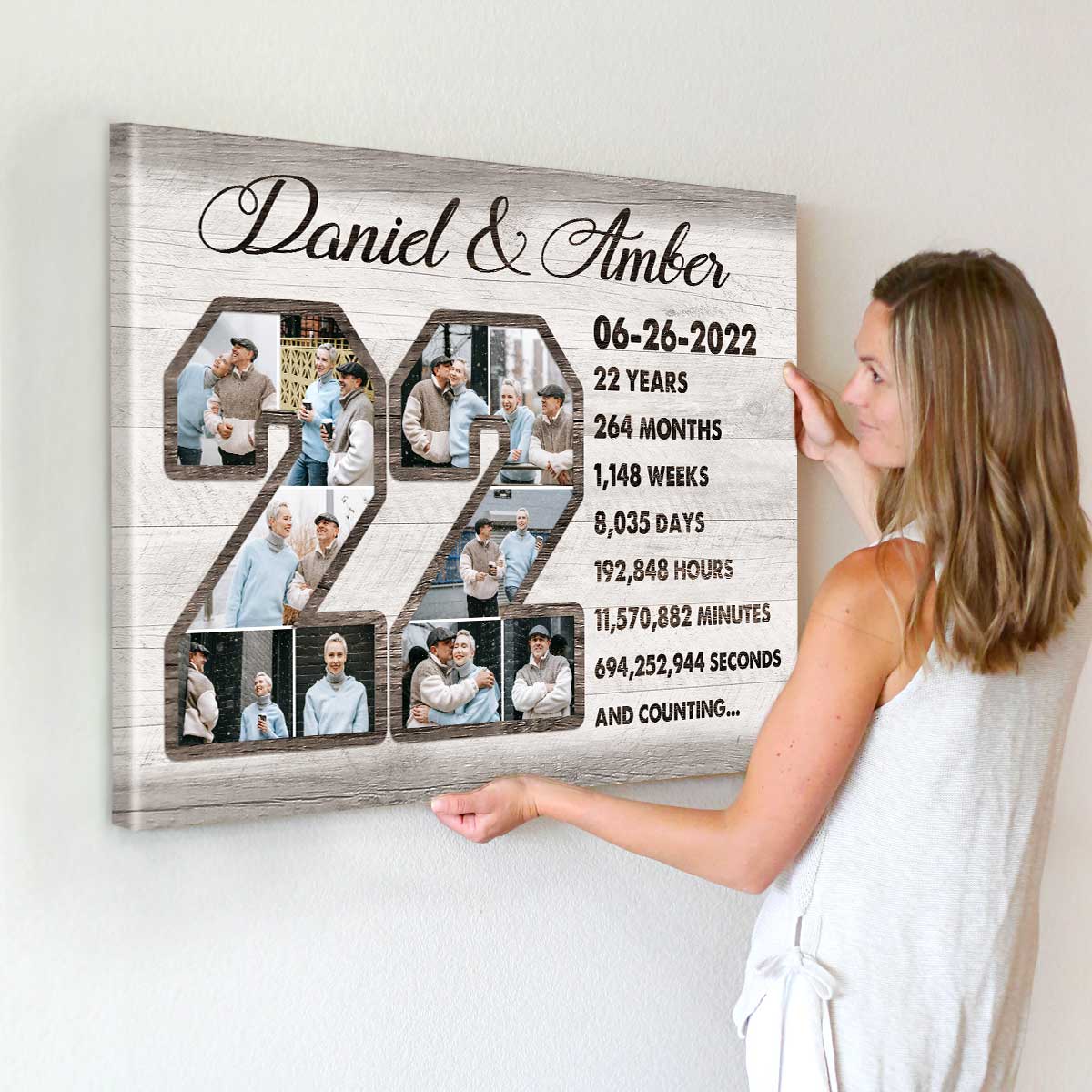 Custom 22-Year Anniversary Photo Collage Canvas, 22nd Anniversary Gift, 22 Year Anniversary Gift - Best Personalized Gifts For Everyone Custom 22-Year Anniversary Photo Collage Canvas, 22nd Anniversary Gift, 22 Year Anniversary Gift - Best Personalized Gifts For Everyone