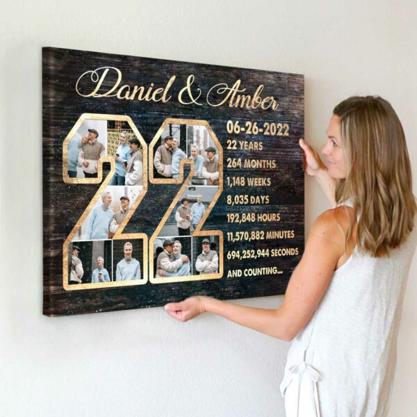 Custom 22-Year Anniversary Photo Collage Canvas, 22nd Anniversary Gift, 22 Year Anniversary Gift – Best Personalized Gifts For Everyone